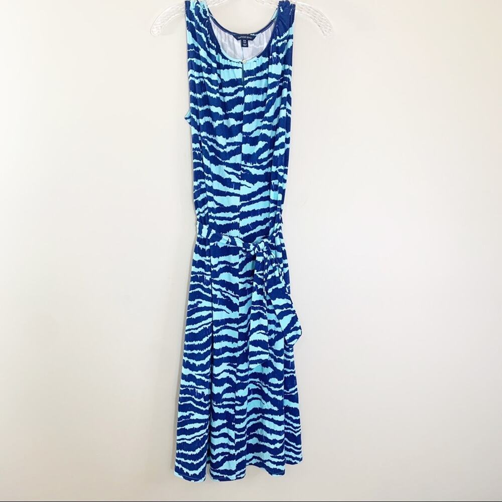 Lands’ End Aqua/Purple Striped Maxi Dress